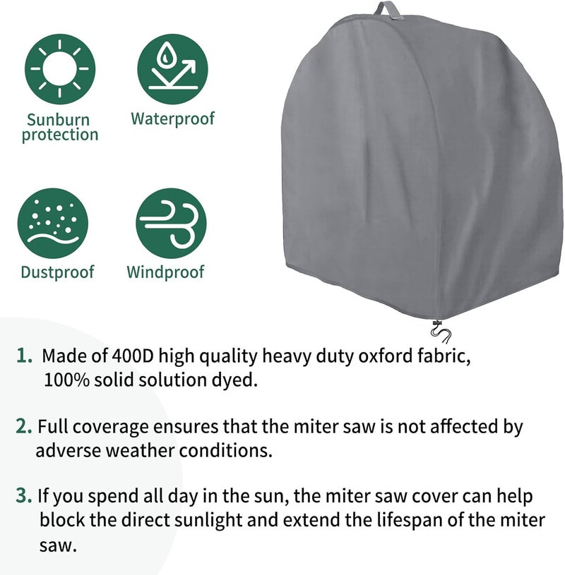 AKEfit Miter Saw Cover,Waterproof & Dustproof Portable Table Saw Cover for Most Miter Planers,28.3''L x 24''W x 28.3''H-Gray - Image 5